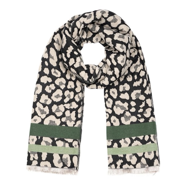 Leopard Scarf - Green Stripes